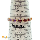 14K Yellow Gold Multicolor Oval Gemstone Tennis Link Bracelet 6.5"