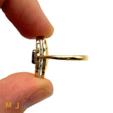 Antique 9k Two-tone Gold 0.58ct Ruby and 0.12ctw Diamond Art Deco Ring Size 6.75