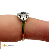 Vintage Platinum and 9K Yellow Gold 0.5ctw Synthetic Sapphire and 0.24ctw Diamond Band Size 5.25