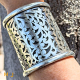 Signed Sterling Silver 925 Giant Wide Overlay Cuff Bracelet