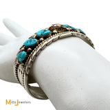 James Shay Navajo 0.80ct Diamond and Turquoise Sterling Silver 925 Cuff Bracelet