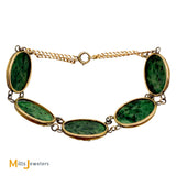 14k Yellow Gold Hand-Carved Jade 12.25ctw Link Bracelet Size 7.25