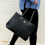 Chanel Quilted Caviar Leather Black Totes Classic Timeless Tote 2018-2019