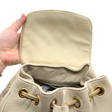 Vintage Chanel Double C Cream Lambskin Drawstring Flap Backpack