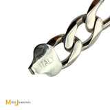 Sterling Silver 925 Figaro Chain Blank ID Bracelet Size 7"
