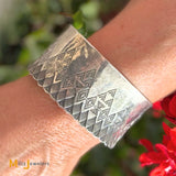 Signed Teepee Stamped Sterling Silver 925 Wide Cuff Bracelet