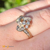 Signed 14K Yellow Gold 0.62ctw Baguette and Round Brilliant Diamond Band Ring Size 6.5