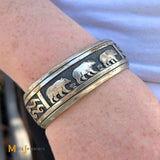 Vintage Thomas Singer Navajo Sterling Silver 925 Three Bear Bracelet