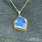 14K Yellow Gold Crazed Asymmetrical Australian Fire Opal Bezel Set Slide Pendant