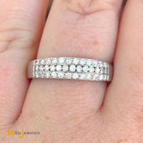 18K White Gold 0.37ctw Diamond 3 Row Band Ring Size 7.75
