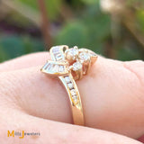 Signed 14K Yellow Gold 0.62ctw Baguette and Round Brilliant Diamond Band Ring Size 6.5