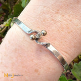 Vintage Tiffany & Co. Sterling Silver 925 and 14K Yellow Gold Trim Hook and Eye Bangle Bracelet