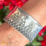 Signed Teepee Stamped Sterling Silver 925 Wide Cuff Bracelet