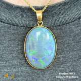 14K Yellow Gold 35.4ct Oval Australian Fire Opal Bezel Set Slide Pendant