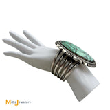 Loren Thomas Begay Sterling Silver 925 Navajo Large 55ct Oval Turquoise Cuff Bracelet