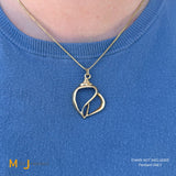 Signed CES 14k Yellow Gold Babylonia Shell Pendant