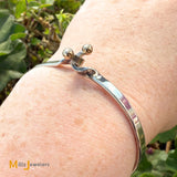 Vintage Tiffany & Co. Sterling Silver 925 and 14K Yellow Gold Trim Hook and Eye Bangle Bracelet