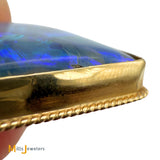 14K Yellow Gold Crazed Asymmetrical Australian Fire Opal Bezel Set Slide Pendant