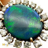 14K Yellow Gold 1.17ct Australian Fire Opal and Diamond Oval Pendant