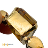 Vintage 18K Yellow Gold 67.5ct Citrine and 0.72ctw Diamond Link Bracelet