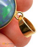 14K Yellow Gold 35.4ct Oval Australian Fire Opal Bezel Set Slide Pendant