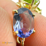 14K Yellow Gold Multicolor Oval Gemstone Tennis Link Bracelet 6.5"