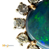 14K Yellow Gold 1.17ct Australian Fire Opal and Diamond Oval Pendant