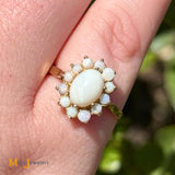 9K Yellow Gold Opal Cluster Ring Size 5.25