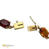 14K Yellow Gold Multicolor Oval Gemstone Tennis Link Bracelet 6.5"