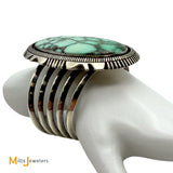 Loren Thomas Begay Sterling Silver 925 Navajo Large 55ct Oval Turquoise Cuff Bracelet