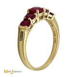 14K Yellow Gold 1.11ctw Ruby and 0.04ctw Diamond Band Ring Size 7