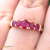 14K Yellow Gold 1.11ctw Ruby and 0.04ctw Diamond Band Ring Size 7