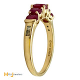 14K Yellow Gold 1.11ctw Ruby and 0.04ctw Diamond Band Ring Size 7