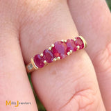 14K Yellow Gold 1.11ctw Ruby and 0.04ctw Diamond Band Ring Size 7
