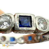 Vintage Platinum 0.64ctw Sapphire and 0.48ctw Diamond Eternity Ring Size 6