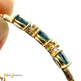 Vintage Atlantic Jewelry Co. 14K Yellow Gold 2.19ctw Blue Topaz and 0.02ctw Diamond Bracelet