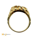 14K Yellow Gold 1.2ct Blue Sapphire and 0.22ctw Diamond Nugget Ring Size 9.25