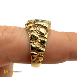 14K Yellow Gold 1.2ct Blue Sapphire and 0.22ctw Diamond Nugget Ring Size 9.25