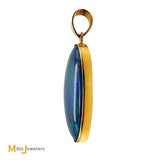14K Yellow Gold 35.4ct Oval Australian Fire Opal Bezel Set Slide Pendant