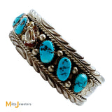 James Shay Navajo 0.80ct Diamond and Turquoise Sterling Silver 925 Cuff Bracelet