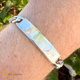 Sterling Silver 925 Figaro Chain Blank ID Bracelet Size 7"