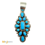 Genevieve Jones Navajo Sterling Silver 925 Sleeping Beauty Turquoise Dangle Pendant