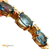 Vintage Atlantic Jewelry Co. 14K Yellow Gold 2.19ctw Blue Topaz and 0.02ctw Diamond Bracelet