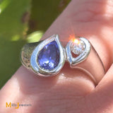 Legend Jewelry 14k White Gold 0.75ct Tanzanite and 0.11ct Diamond Bypass Ring Size 6.75