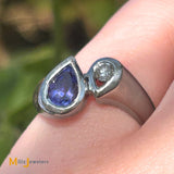 Legend Jewelry 14k White Gold 0.75ct Tanzanite and 0.11ct Diamond Bypass Ring Size 6.75