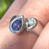 Legend Jewelry 14k White Gold 0.75ct Tanzanite and 0.11ct Diamond Bypass Ring Size 6.75