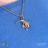 Signed CES 14k Yellow Gold Moorish Idol Fish Pendant