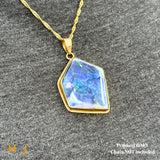 14K Yellow Gold Crazed Asymmetrical Australian Fire Opal Bezel Set Slide Pendant