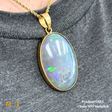 14K Yellow Gold 35.4ct Oval Australian Fire Opal Bezel Set Slide Pendant