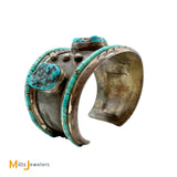 Vintage Signed MM Sterling Silver 925 Turquoise Frame Cuff Bracelet